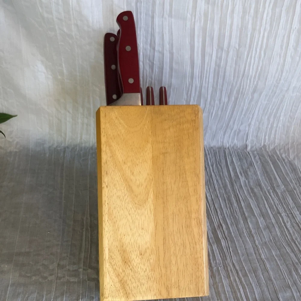 KITCHENAID Knife Block set of 7- red steak knives Chef knife, Santoku, Serrated